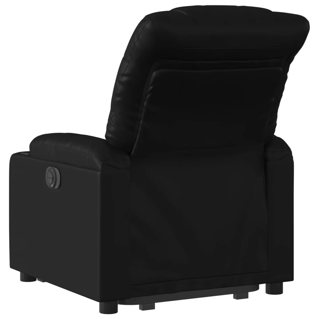 vidaXL Sillón reclinable elevable eléctrico de cuero sintético negro