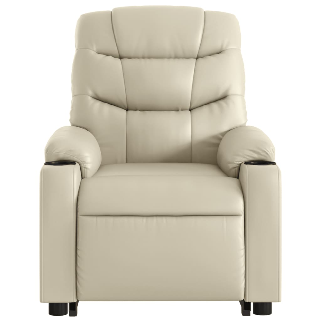 vidaXL Sillón reclinable elevable eléctrico de cuero sintético crema