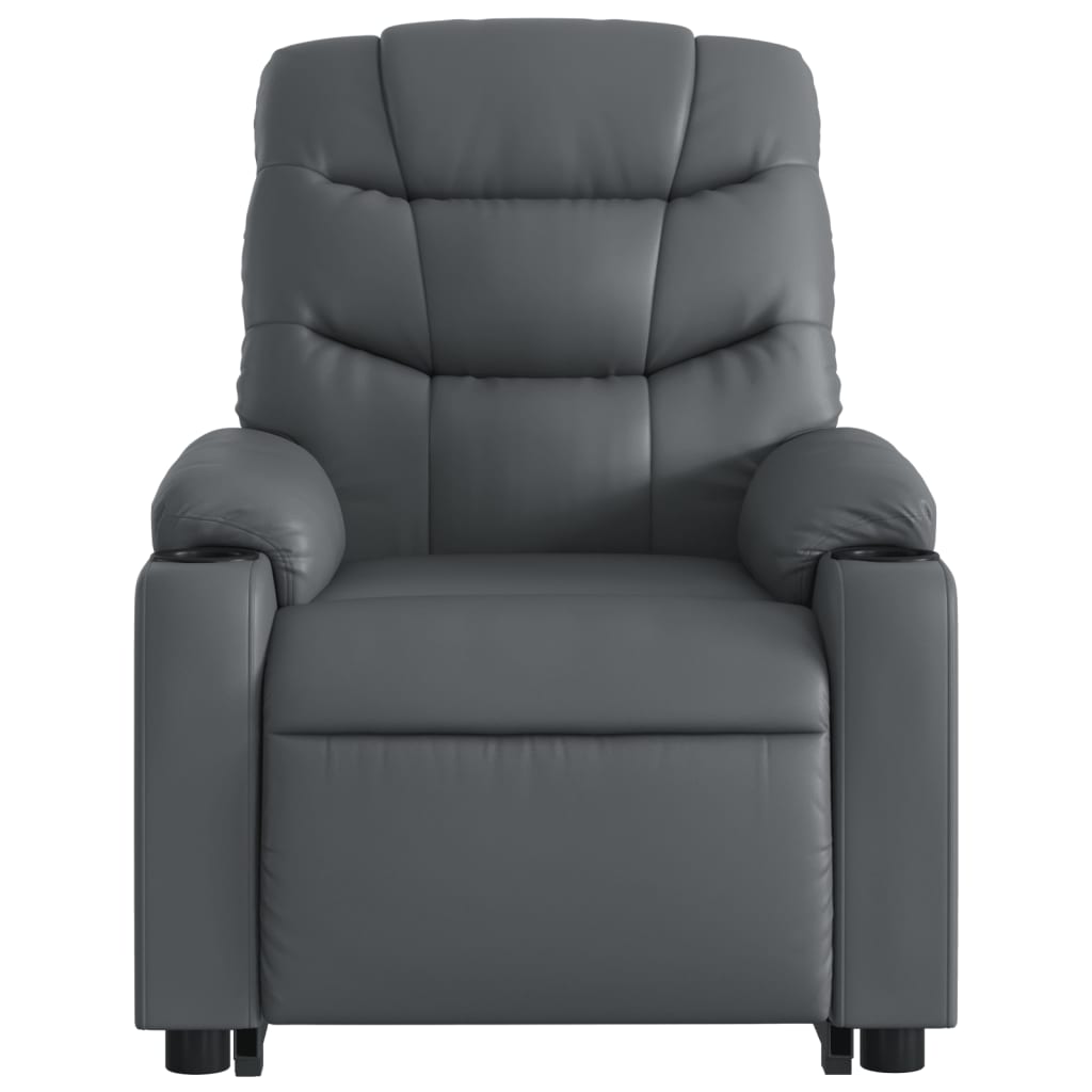 vidaXL Sillón reclinable elevable eléctrico de cuero sintético gris