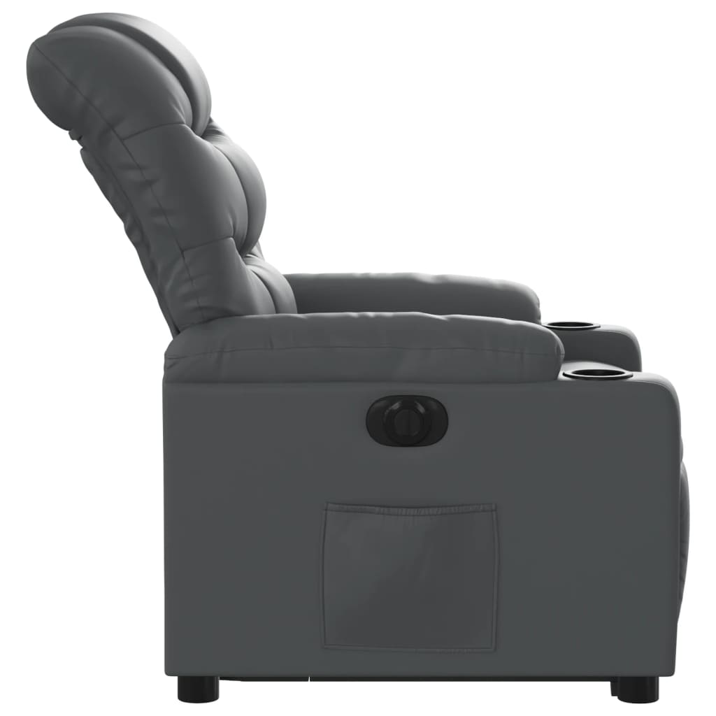 vidaXL Sillón reclinable elevable eléctrico de cuero sintético gris