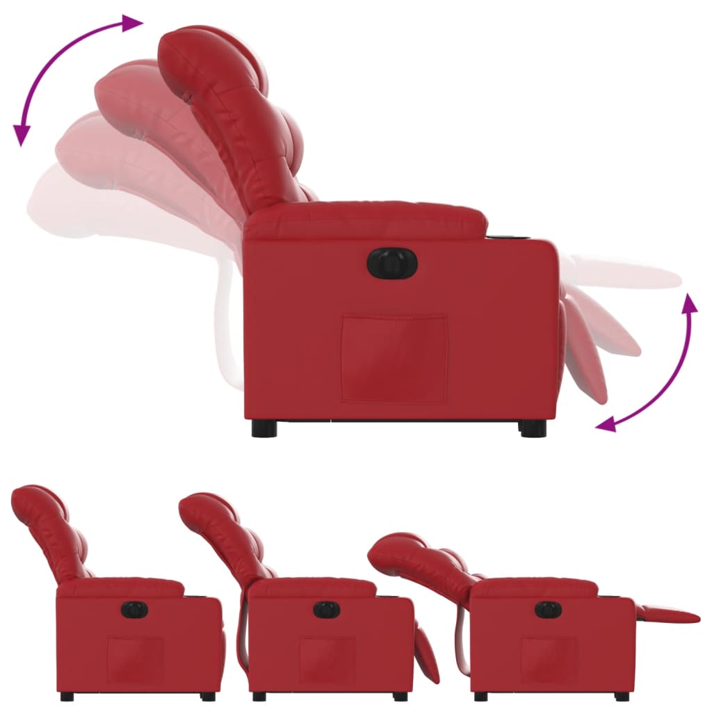 vidaXL Sillón elevable eléctrico cuero artificial rojo