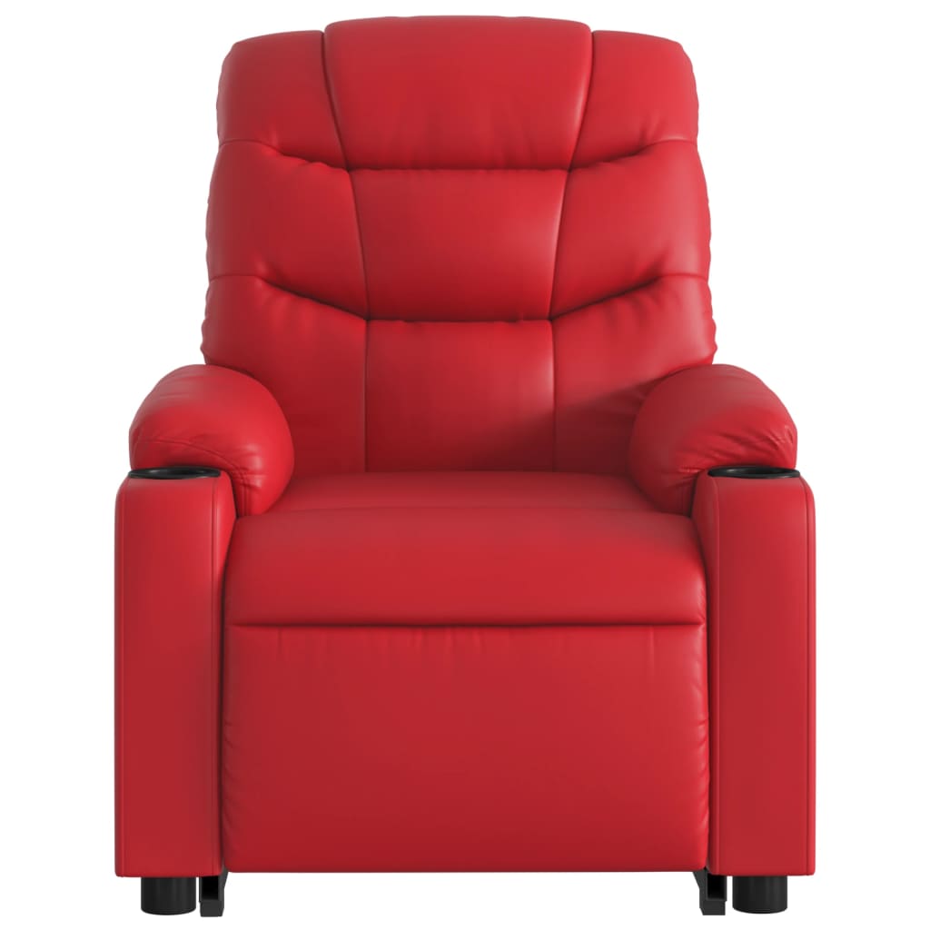 vidaXL Sillón elevable eléctrico cuero artificial rojo