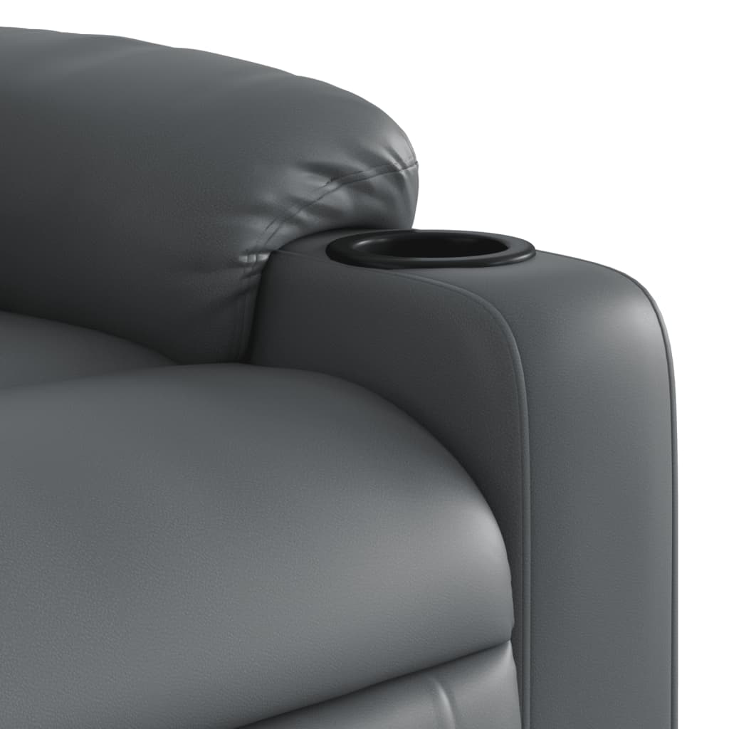 vidaXL Sillón de masaje elevable eléctrico cuero sintético gris