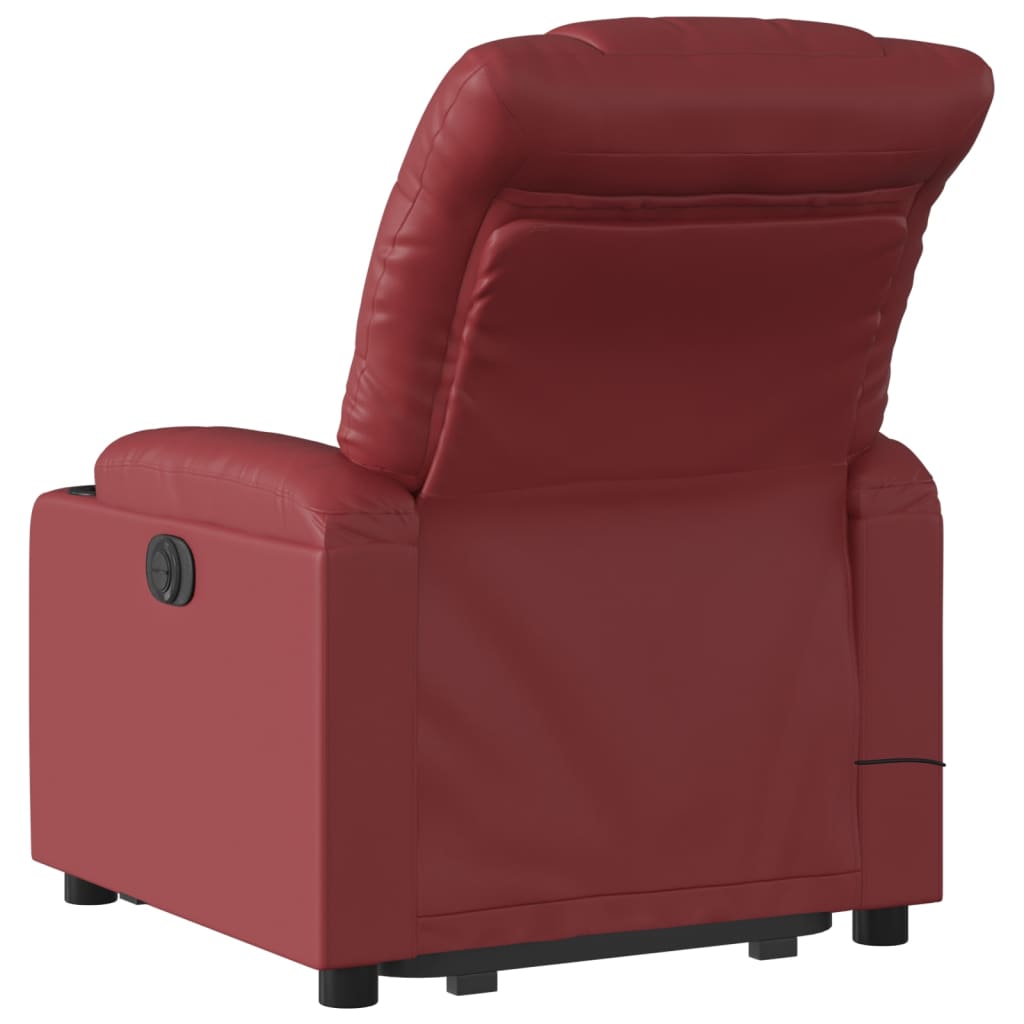 vidaXL Sillón de masaje elevable eléctrico cuero artificial rojo tinto