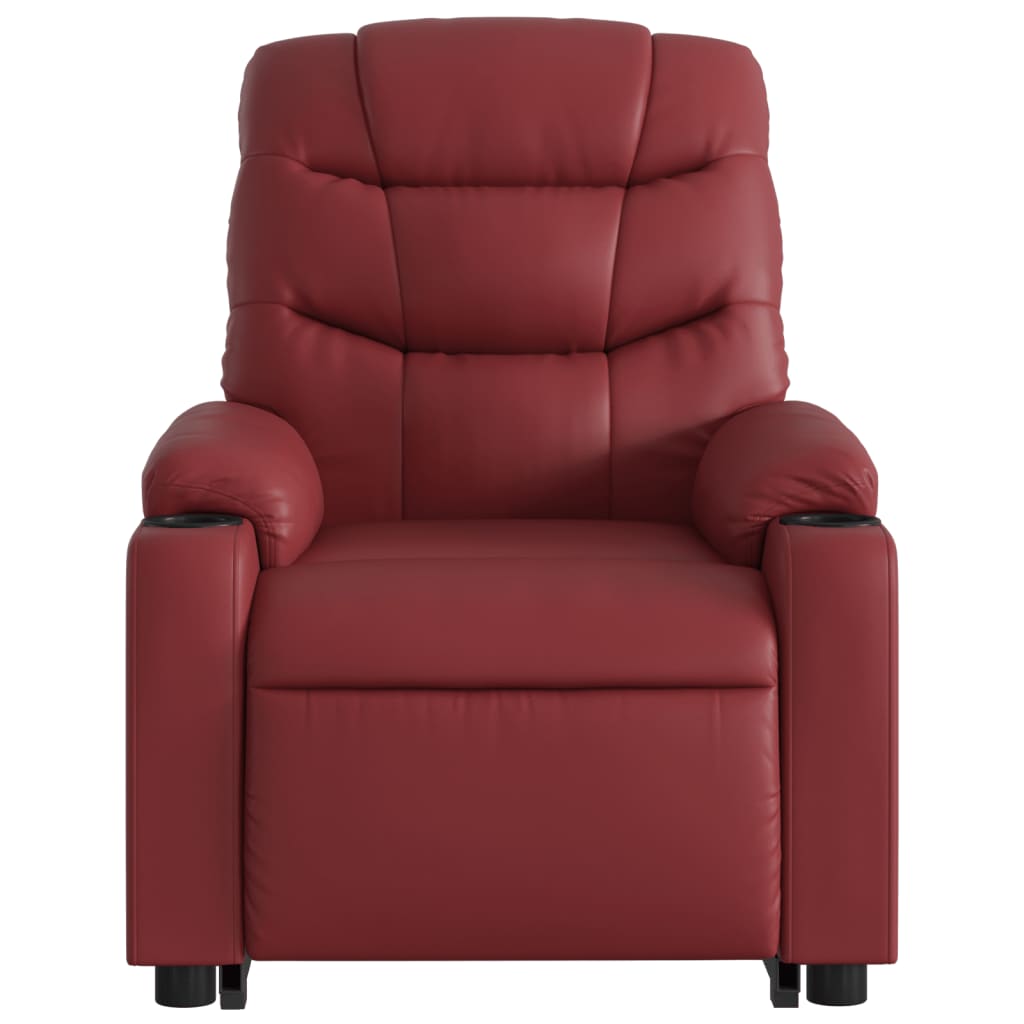 vidaXL Sillón de masaje elevable eléctrico cuero artificial rojo tinto