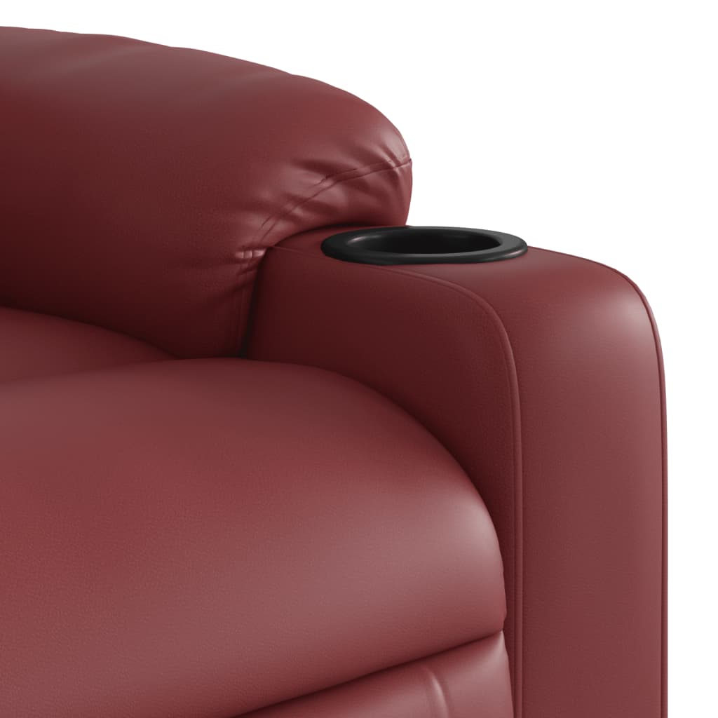 vidaXL Sillón de masaje elevable eléctrico cuero artificial rojo tinto