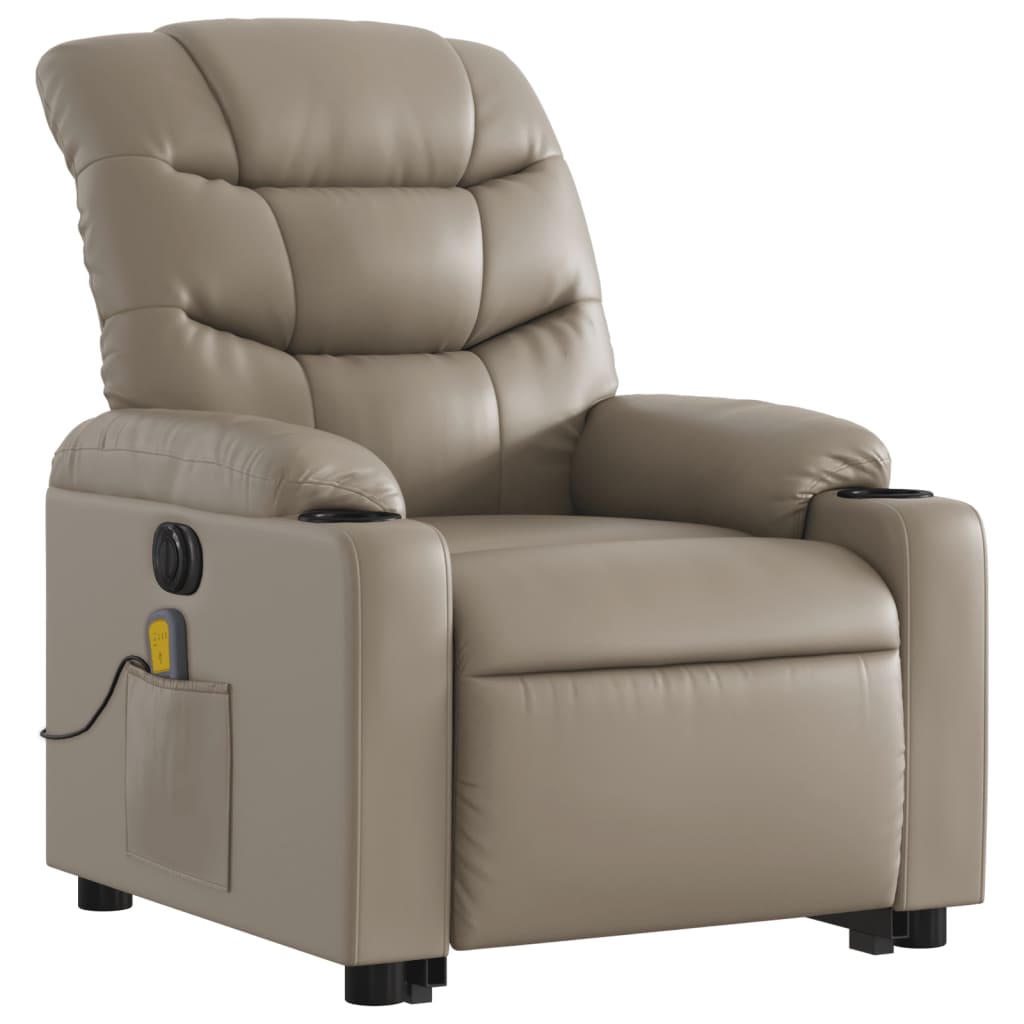 vidaXL Sillón reclinable de masaje eléctrico cuero sintético capuchino