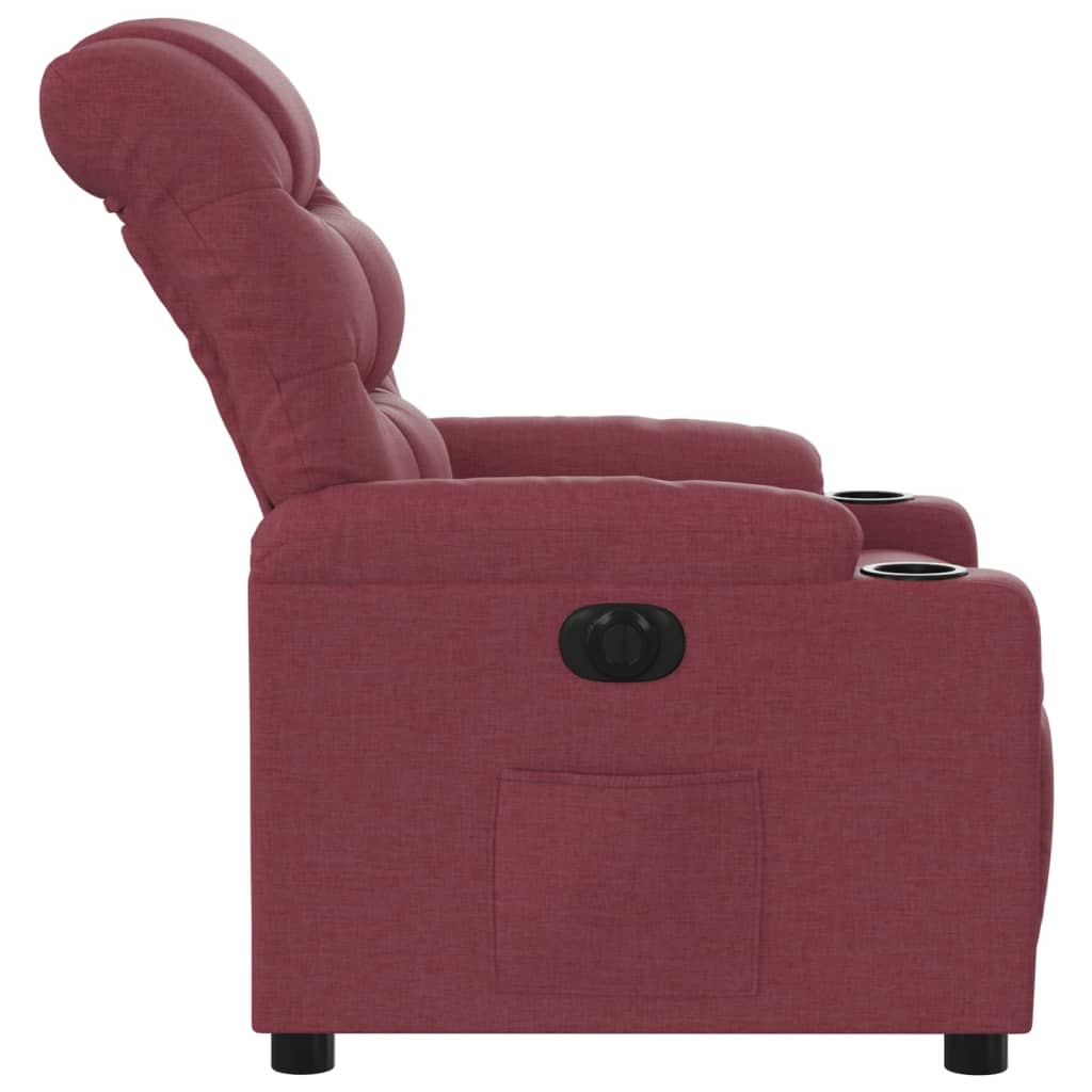 vidaXL Sillón reclinable eléctrico tela rojo tinto