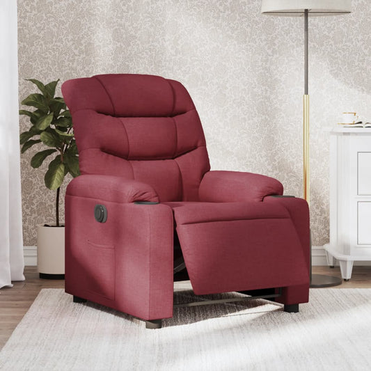 vidaXL Sillón reclinable eléctrico tela rojo tinto