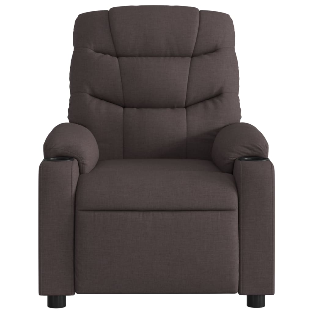 vidaXL Sillón reclinable eléctrico tela marrón oscuro