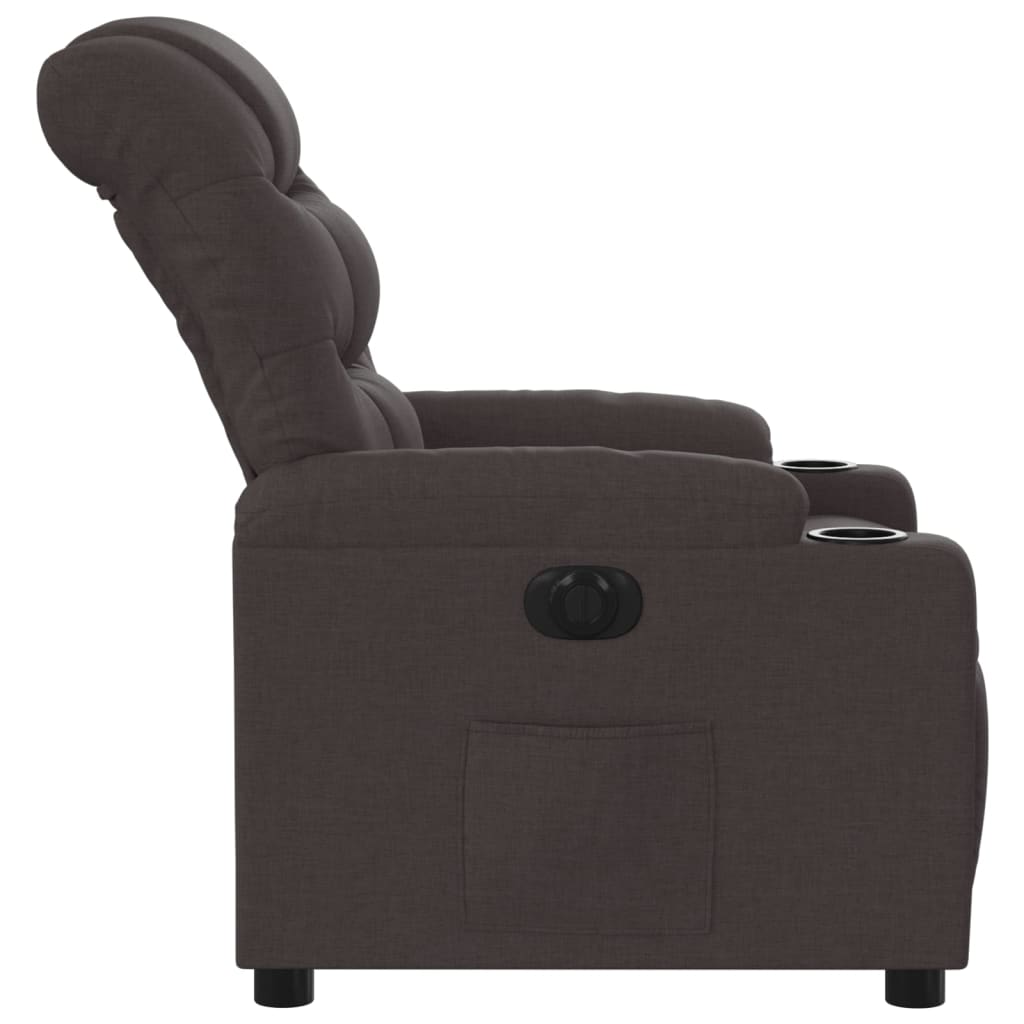 vidaXL Sillón reclinable eléctrico tela marrón oscuro