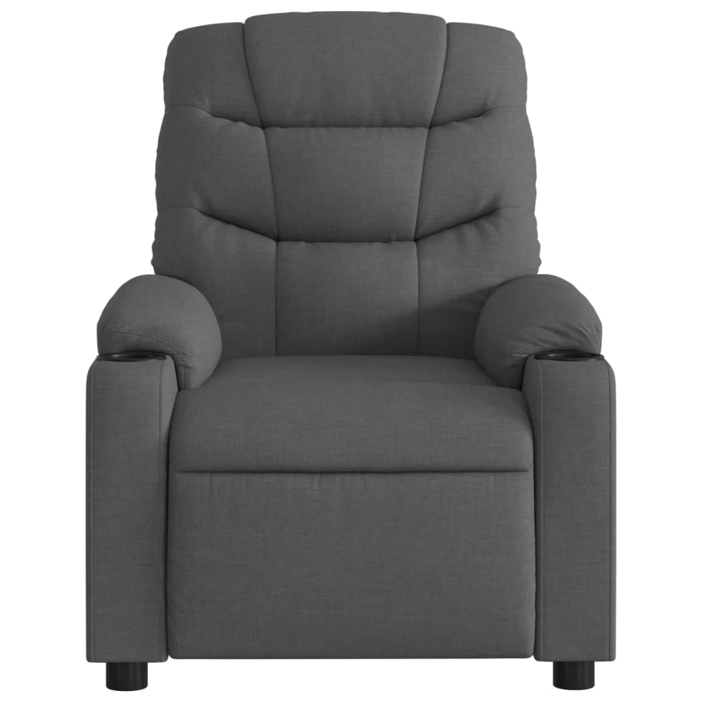 vidaXL Sillón reclinable de masaje eléctrico tela gris oscuro