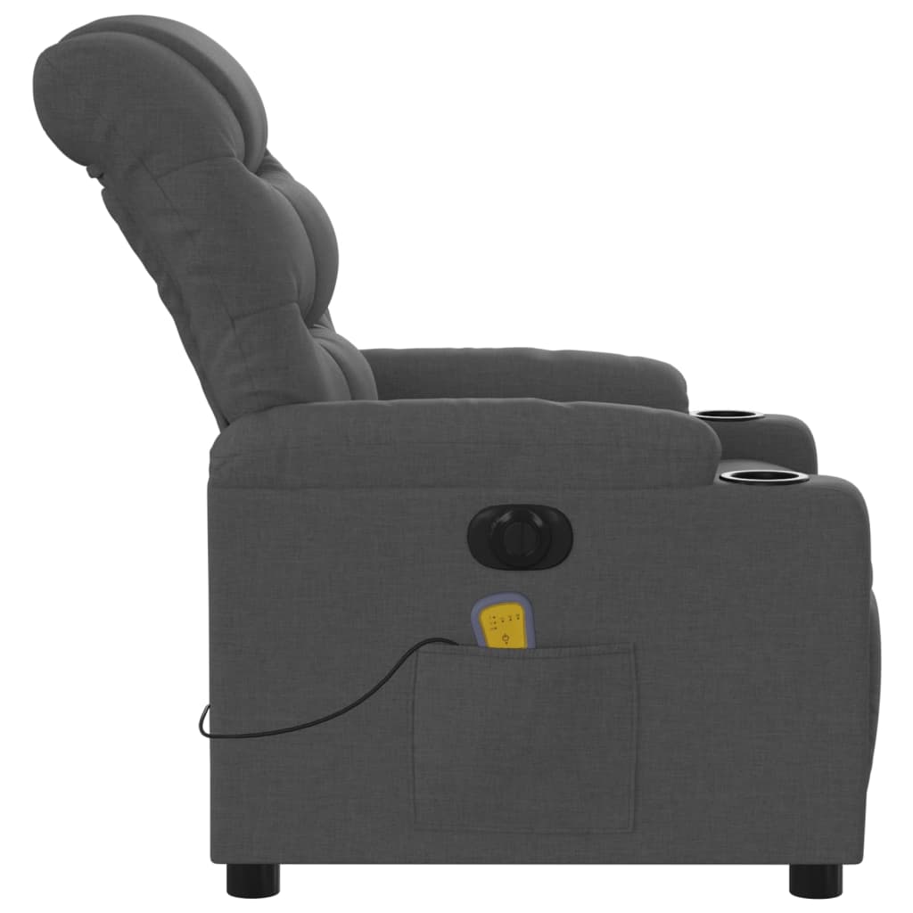 vidaXL Sillón reclinable de masaje eléctrico tela gris oscuro