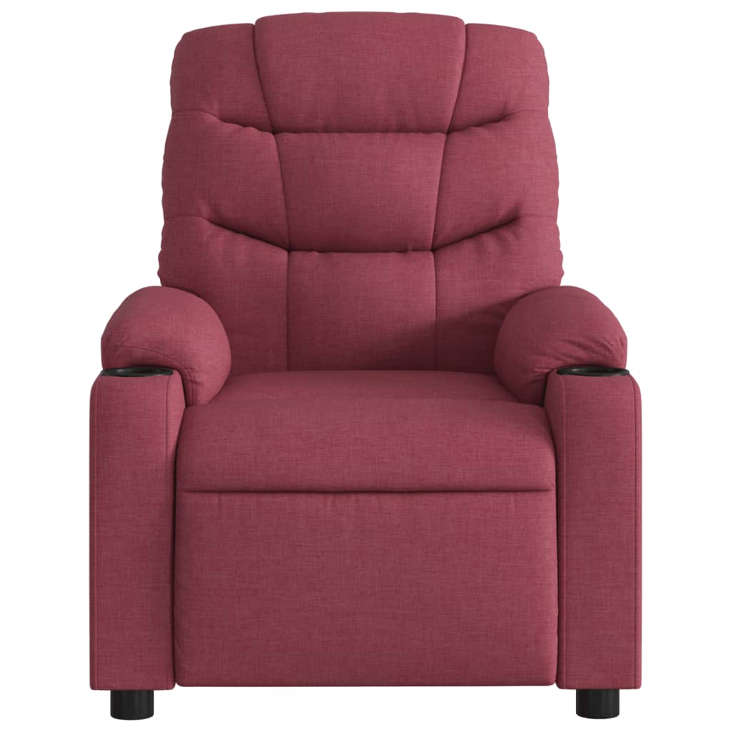 vidaXL Sillón de masaje reclinable eléctrico tela rojo tinto