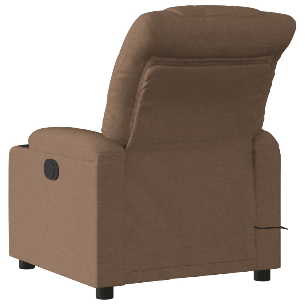 vidaXL Sillón reclinable de masaje eléctrico tela marrón