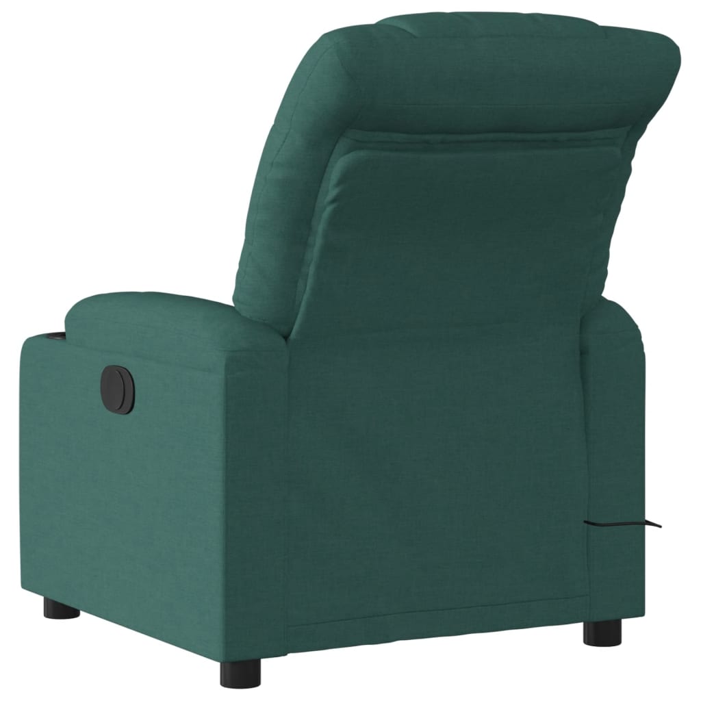 vidaXL Sillón reclinable de masaje eléctrico tela verde oscuro