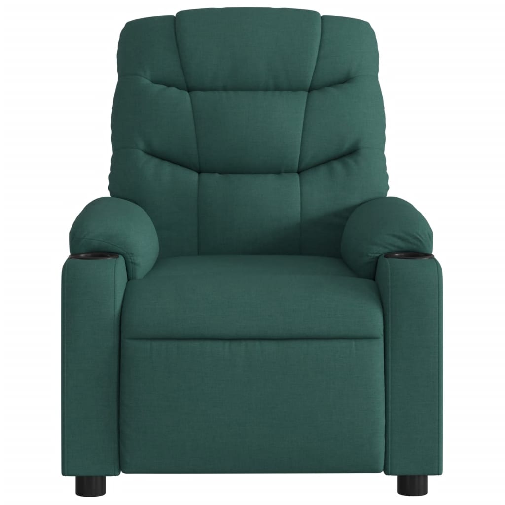 vidaXL Sillón reclinable de masaje eléctrico tela verde oscuro