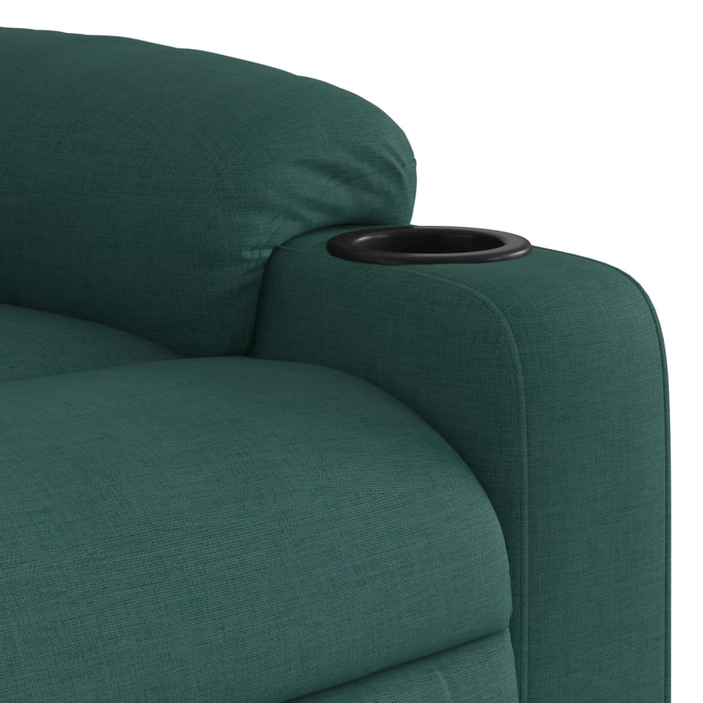 vidaXL Sillón reclinable de masaje eléctrico tela verde oscuro