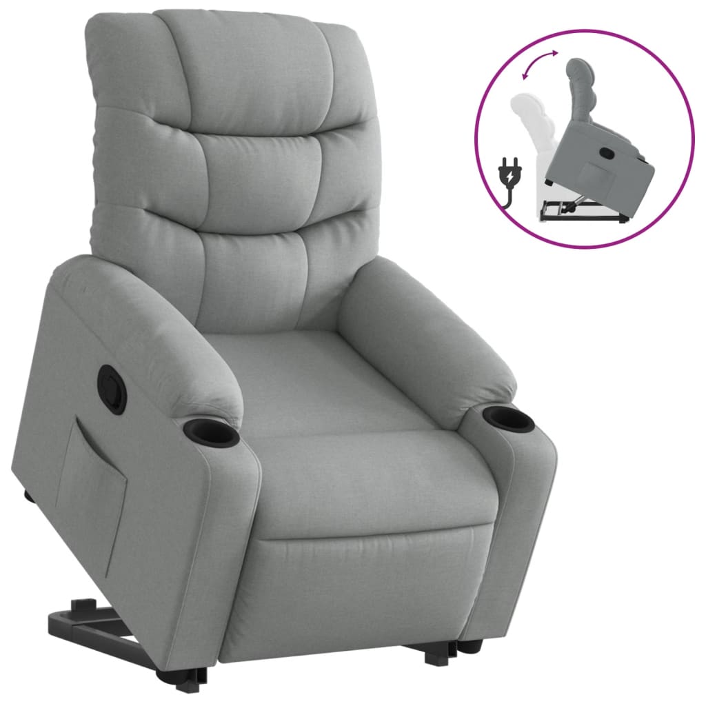 vidaXL Sillón reclinable elevable de tela gris claro