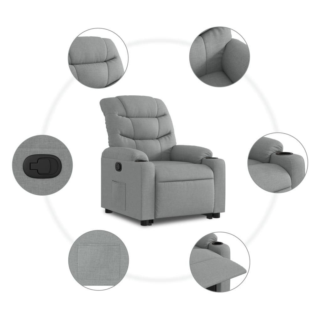 vidaXL Sillón reclinable elevable de tela gris claro