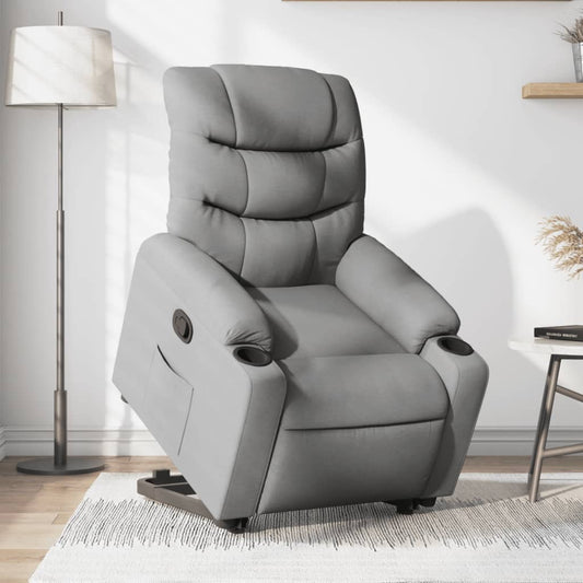 vidaXL Sillón reclinable elevable de tela gris claro