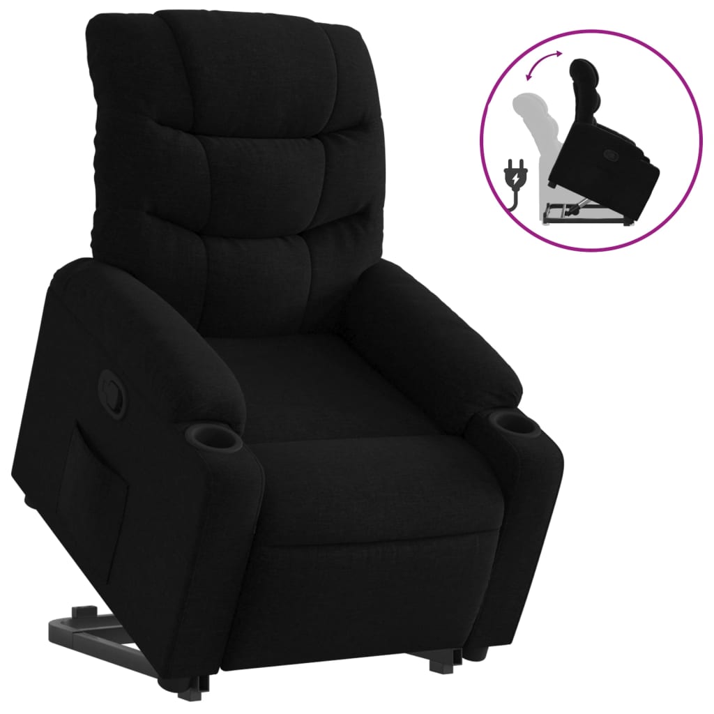 vidaXL Sillón reclinable elevable tela negro