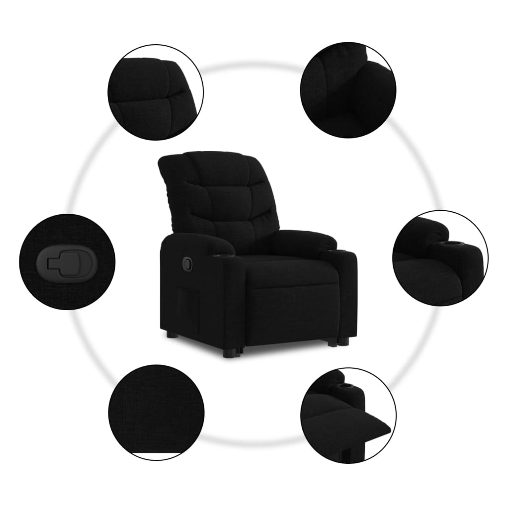 vidaXL Sillón reclinable elevable tela negro