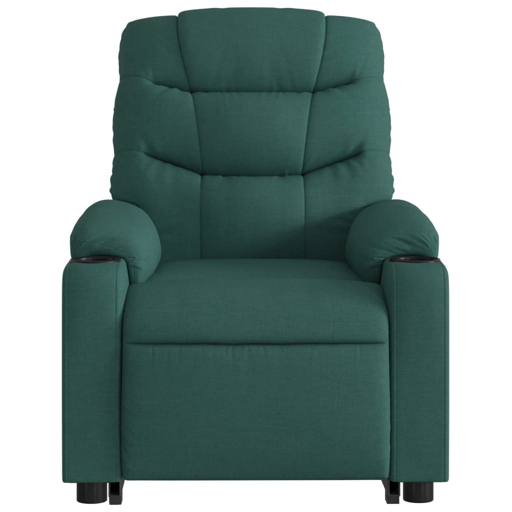 vidaXL Sillón reclinable elevable tela verde oscuro