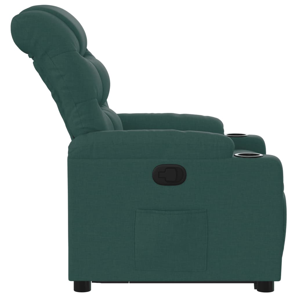 vidaXL Sillón reclinable elevable tela verde oscuro