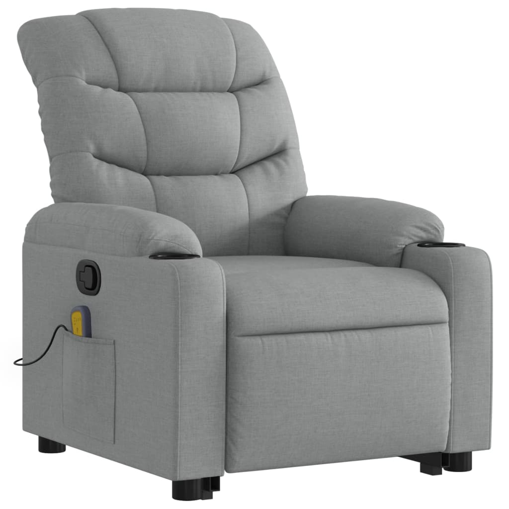 vidaXL Sillón de masaje reclinable de pie de tela gris claro