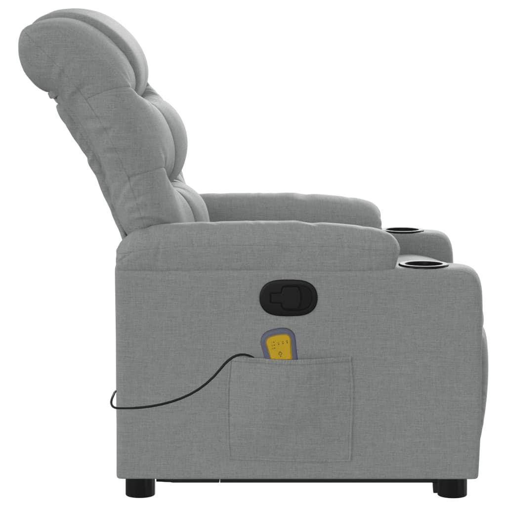 vidaXL Sillón de masaje reclinable de pie de tela gris claro