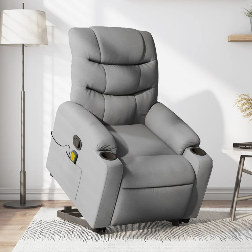 vidaXL Sillón de masaje reclinable de pie de tela gris claro