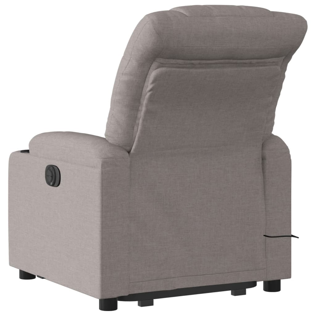 vidaXL Sillón reclinable de masaje elevable tela gris taupé