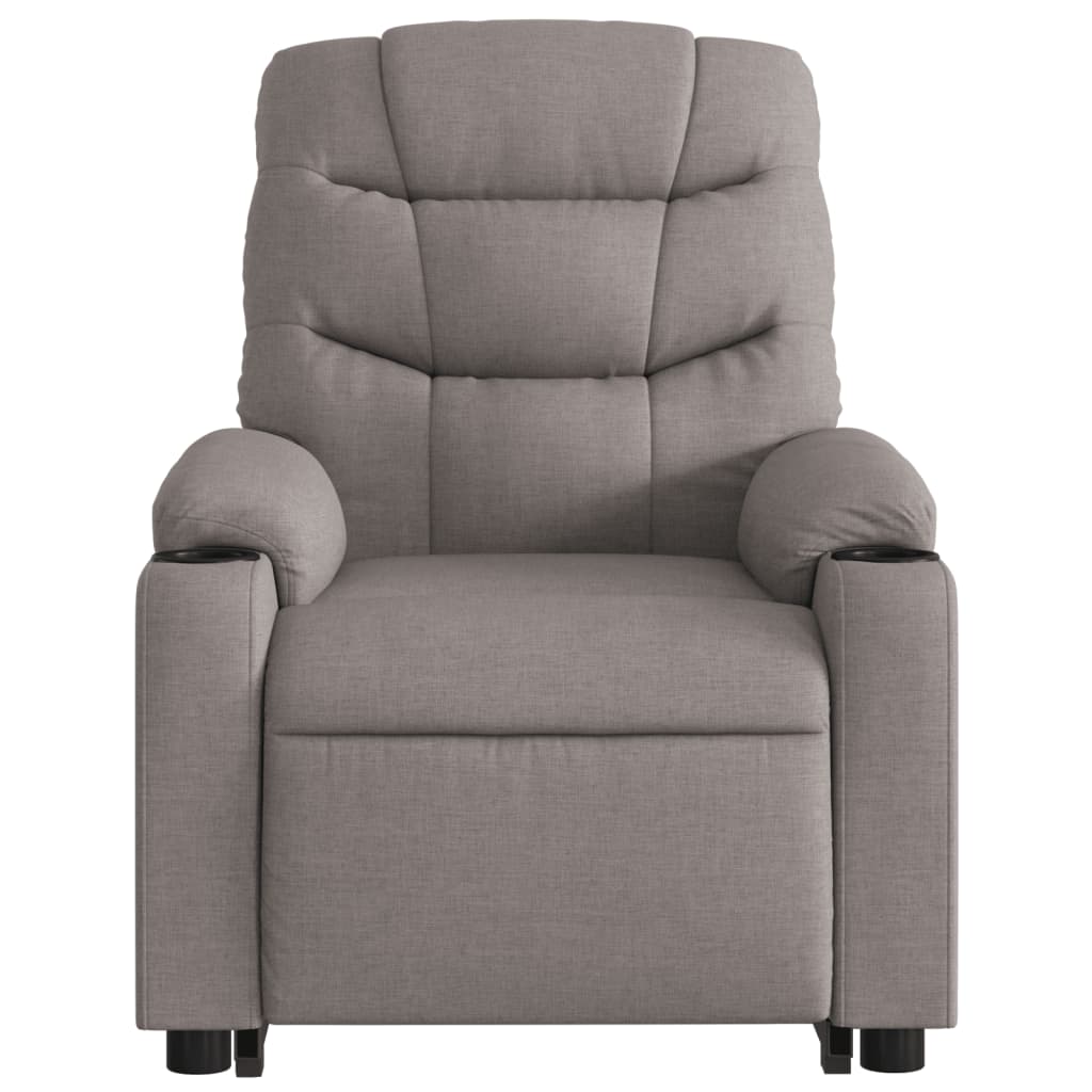 vidaXL Sillón reclinable de masaje elevable tela gris taupé