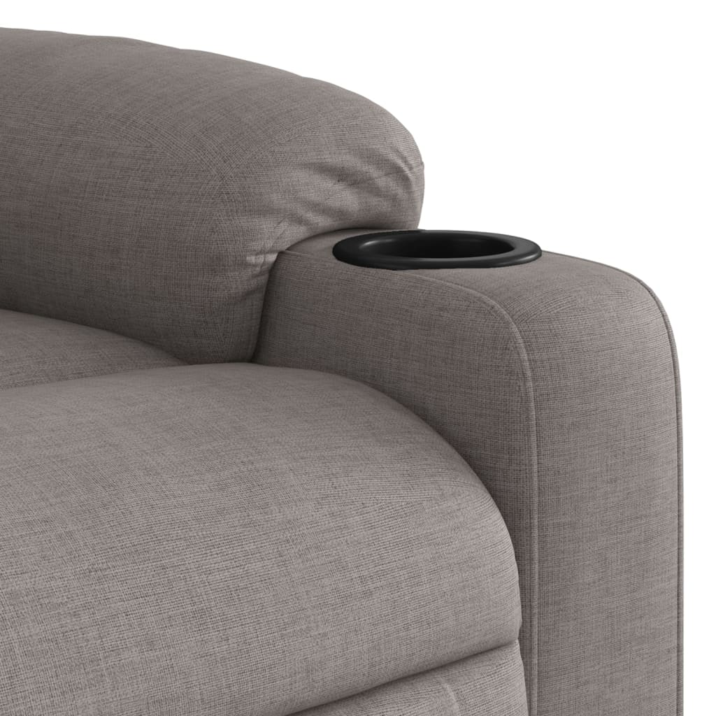 vidaXL Sillón reclinable de masaje elevable tela gris taupé