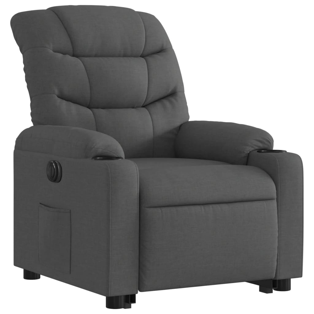 vidaXL Sillón eléctrico reclinable elevable de tela gris oscuro