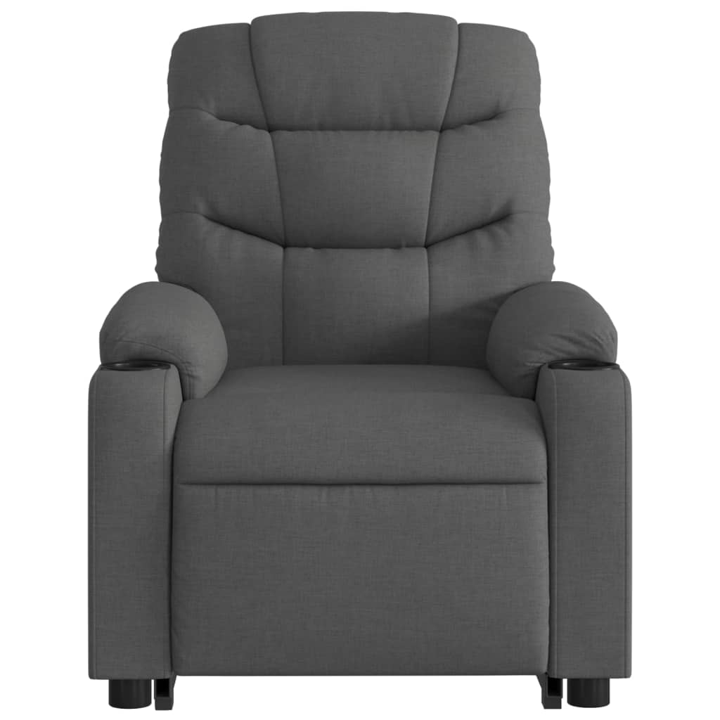 vidaXL Sillón eléctrico reclinable elevable de tela gris oscuro