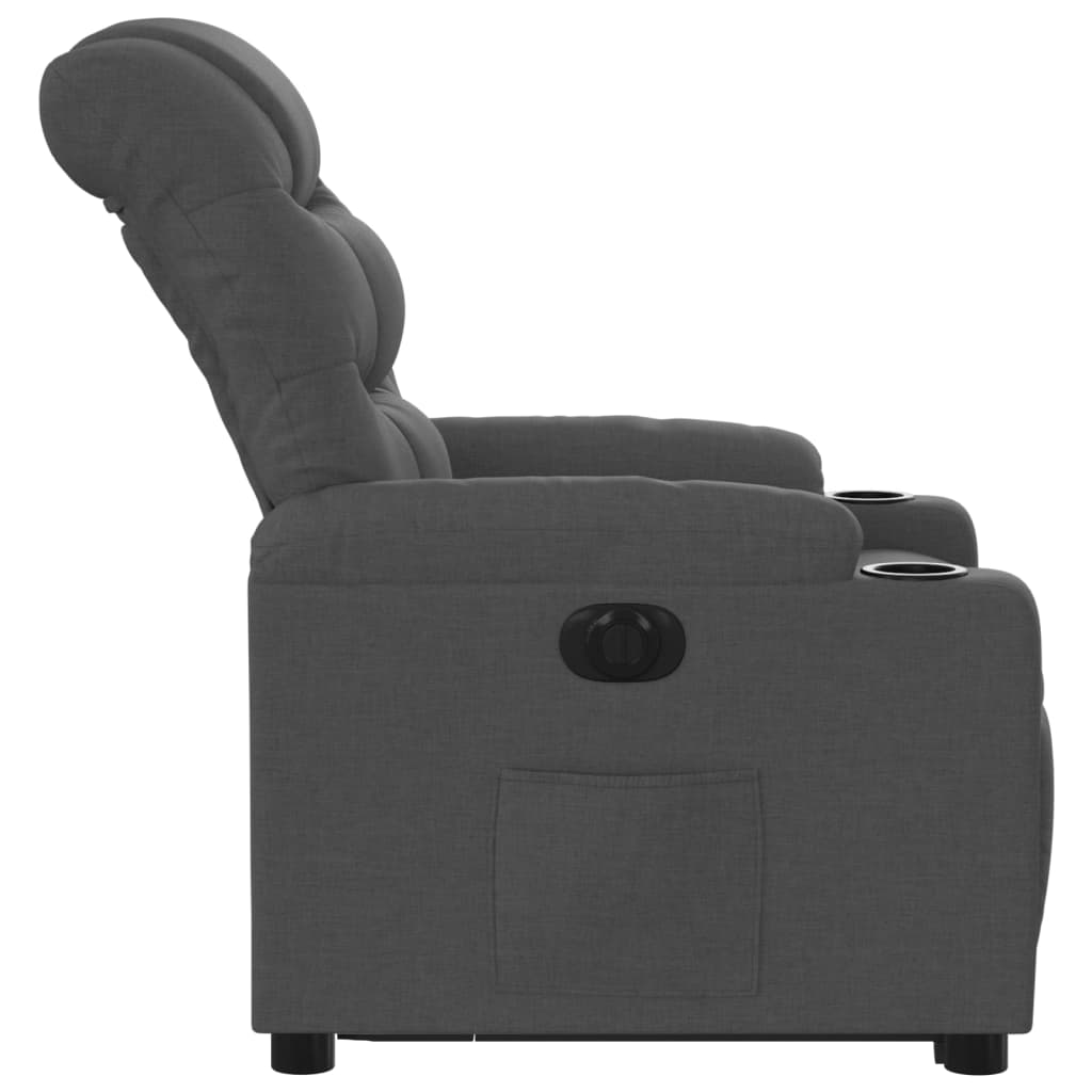 vidaXL Sillón eléctrico reclinable elevable de tela gris oscuro