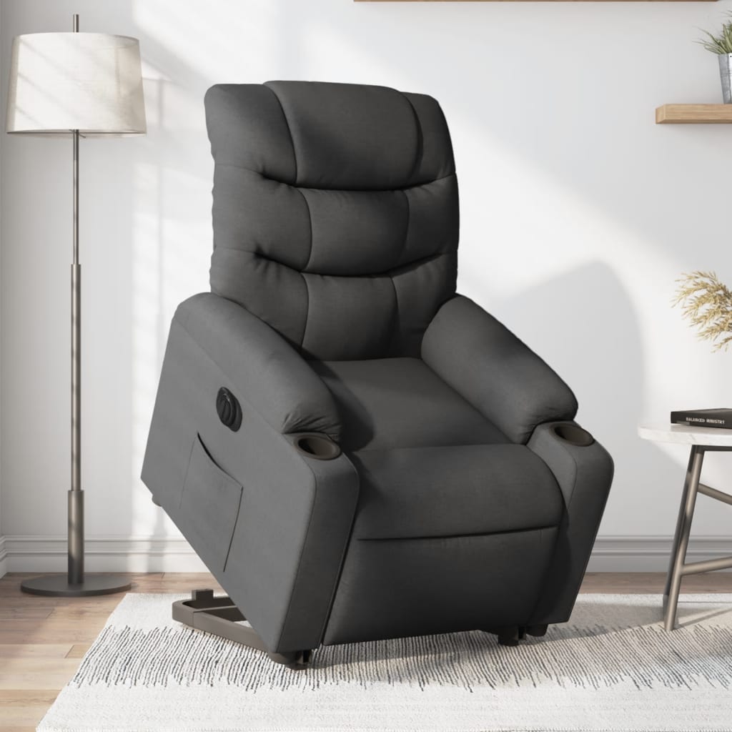 vidaXL Sillón eléctrico reclinable elevable de tela gris oscuro