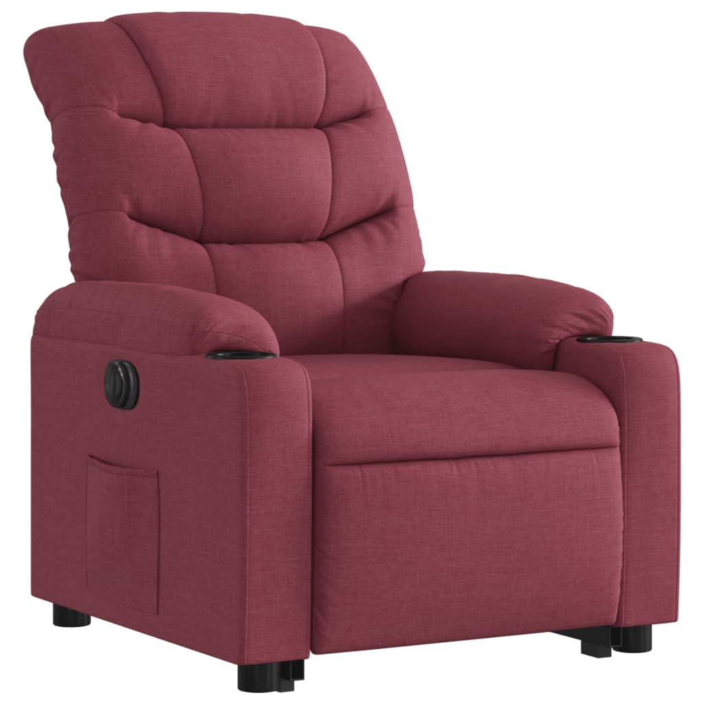 vidaXL Sillón eléctrico reclinable elevable de tela rojo tinto