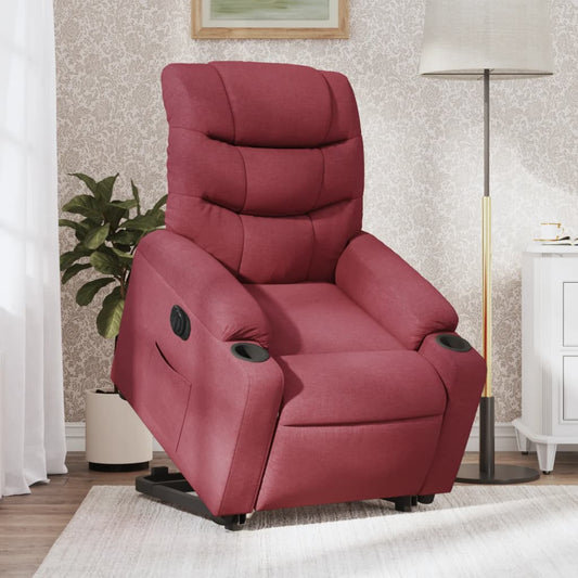 vidaXL Sillón eléctrico reclinable elevable de tela rojo tinto