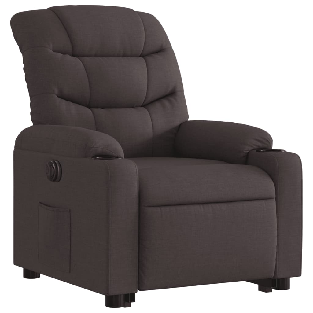 vidaXL Sillón eléctrico reclinable elevable de tela marrón oscuro