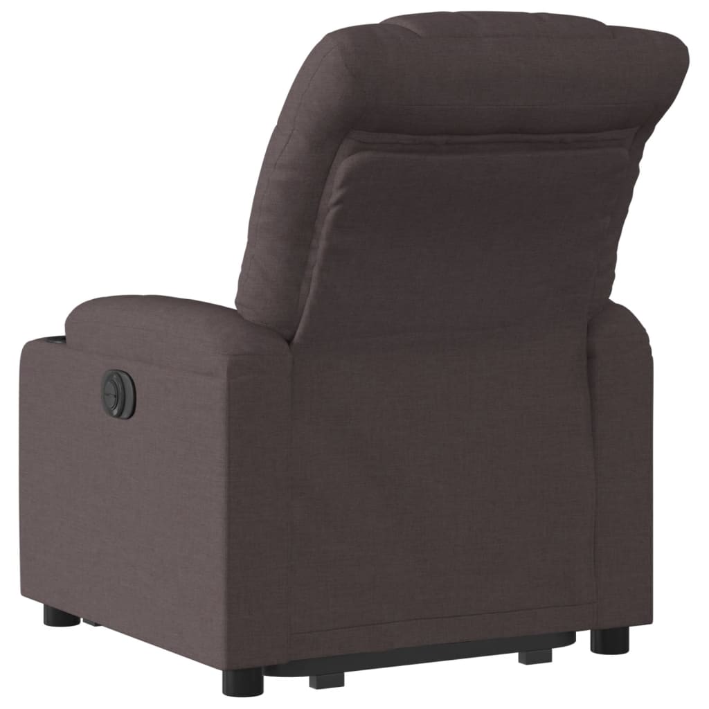 vidaXL Sillón eléctrico reclinable elevable de tela marrón oscuro