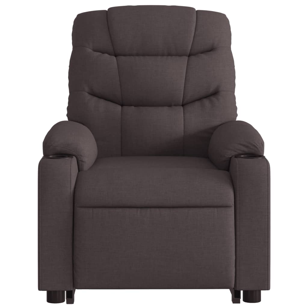 vidaXL Sillón eléctrico reclinable elevable de tela marrón oscuro