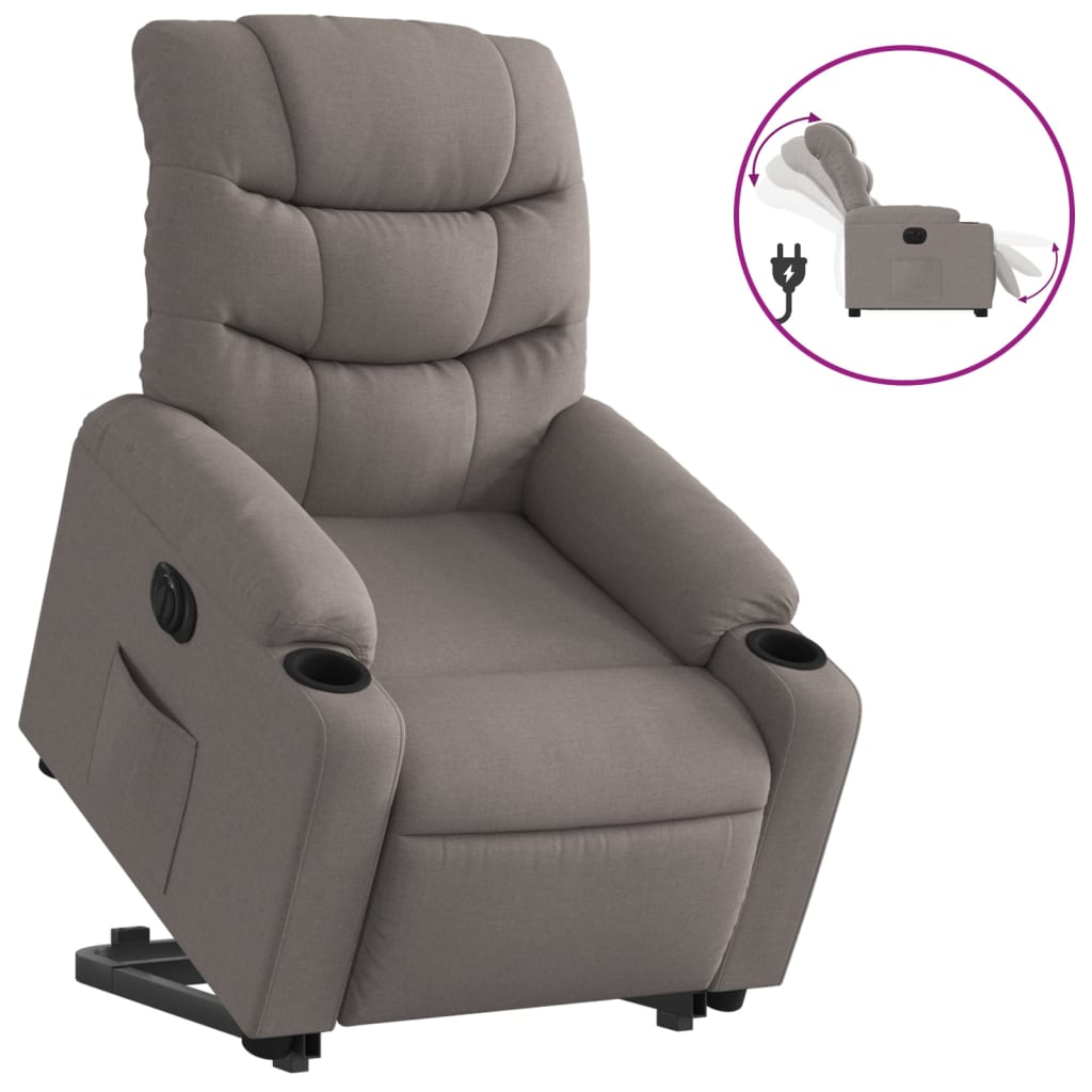 vidaXL Sillón eléctrico reclinable elevable de tela gris taupe