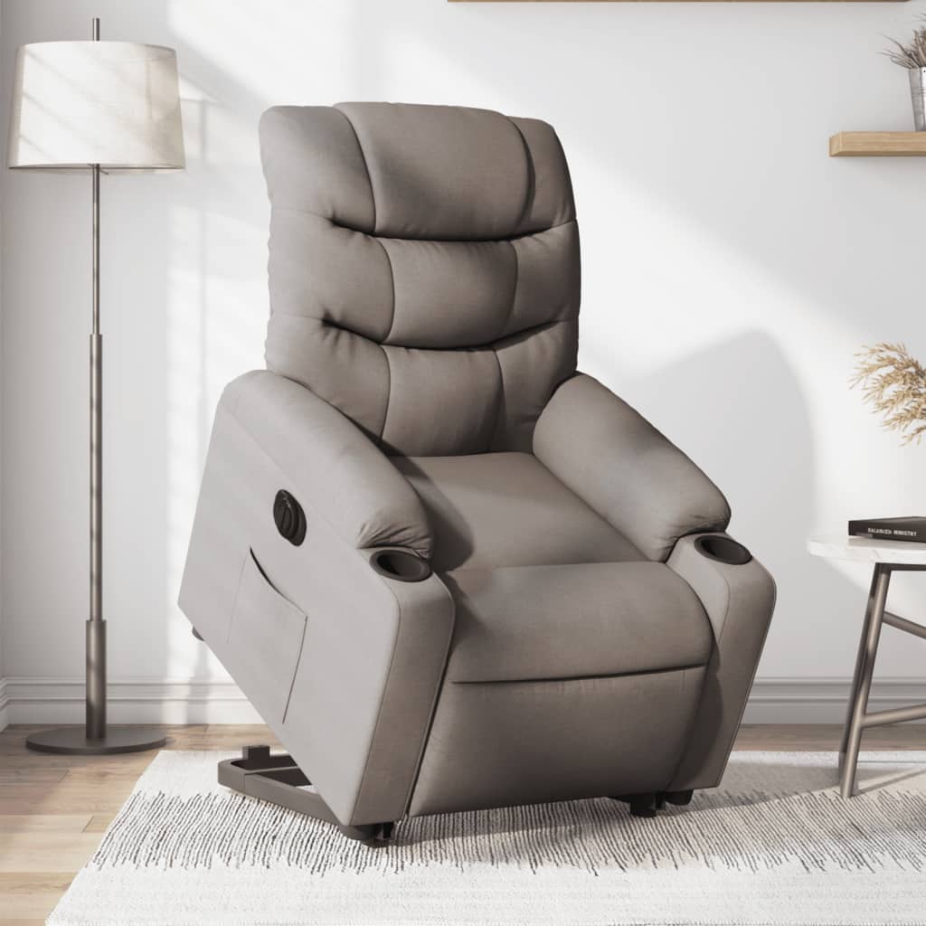 vidaXL Sillón eléctrico reclinable elevable de tela gris taupe