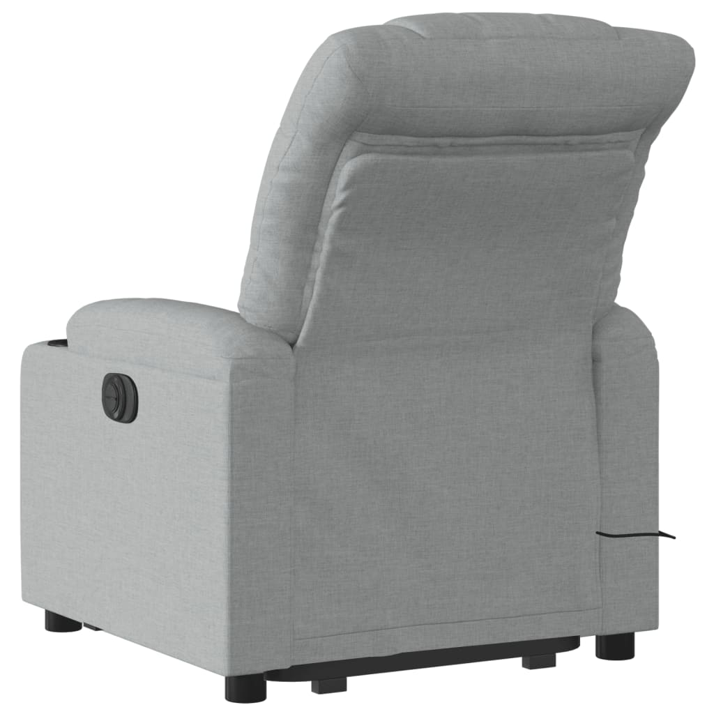 vidaXL Sillón de masaje eléctrico reclinable elevable tela gris claro