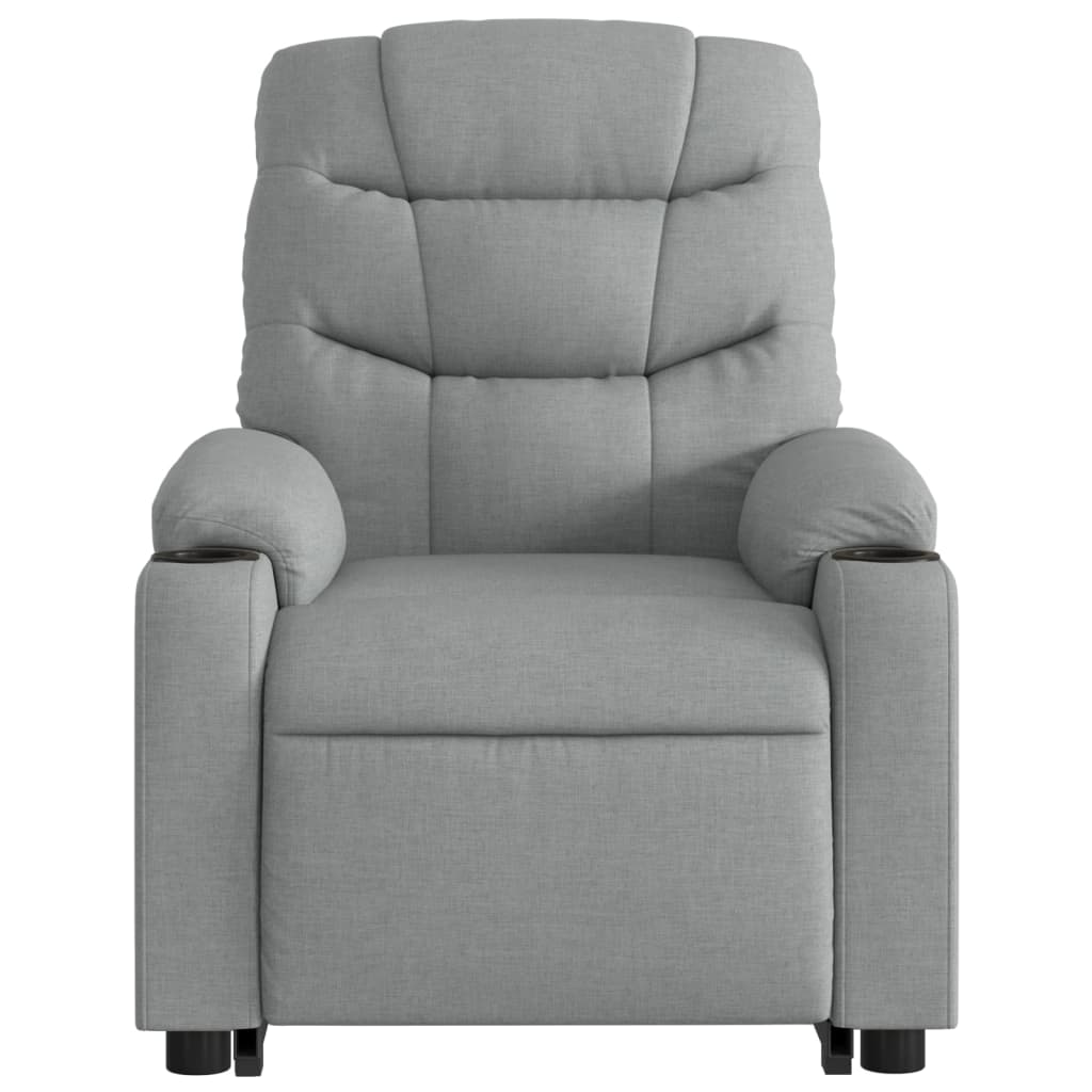 vidaXL Sillón de masaje eléctrico reclinable elevable tela gris claro