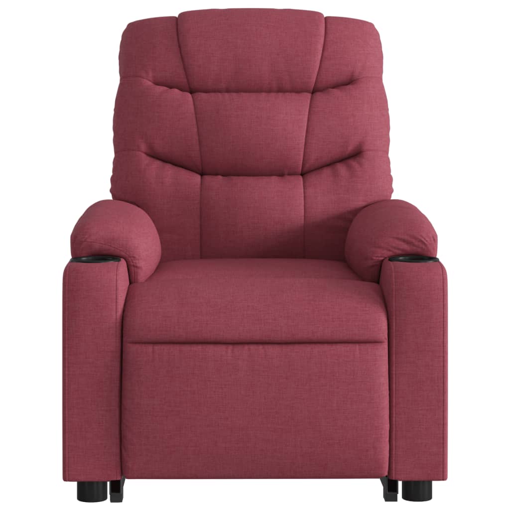 vidaXL Sillón de masaje elevable eléctrico tela rojo tinto