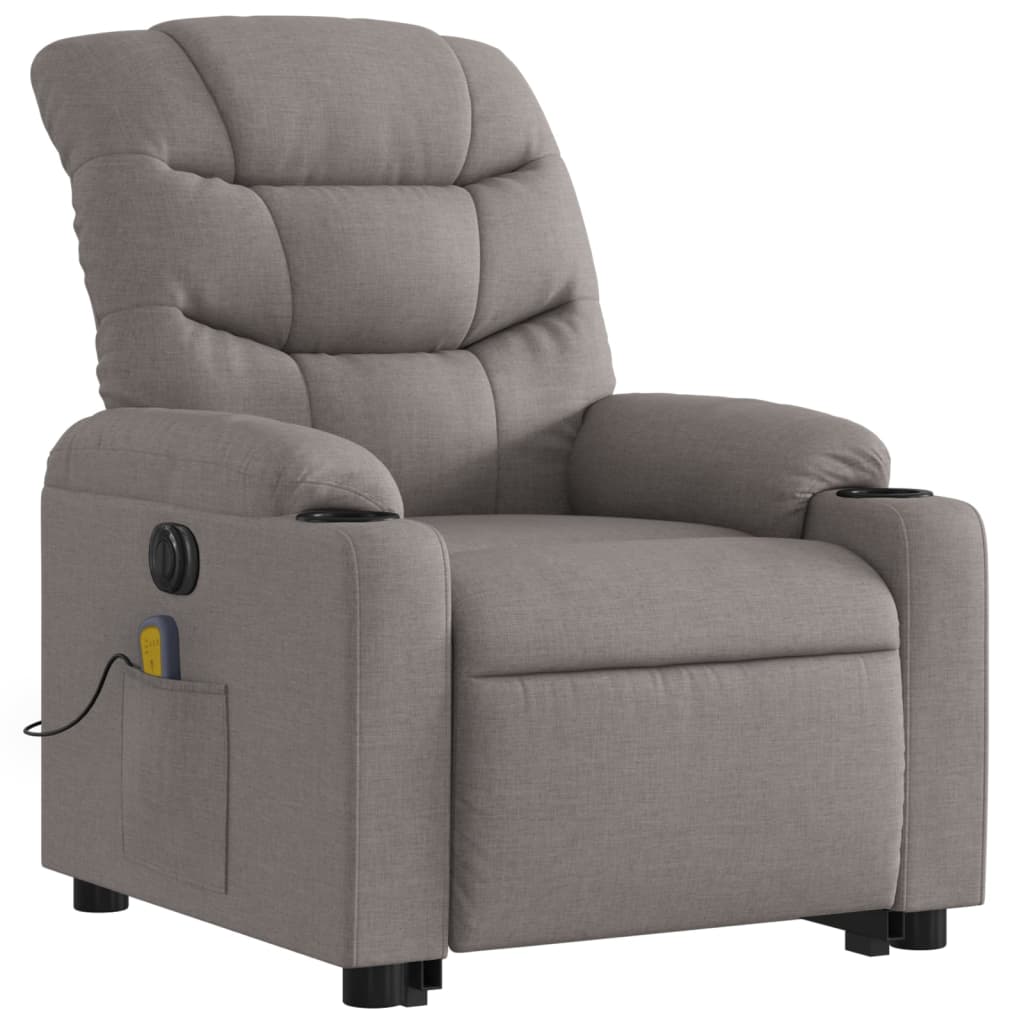 vidaXL Sillón de masaje eléctrico reclinable elevable tela taupé